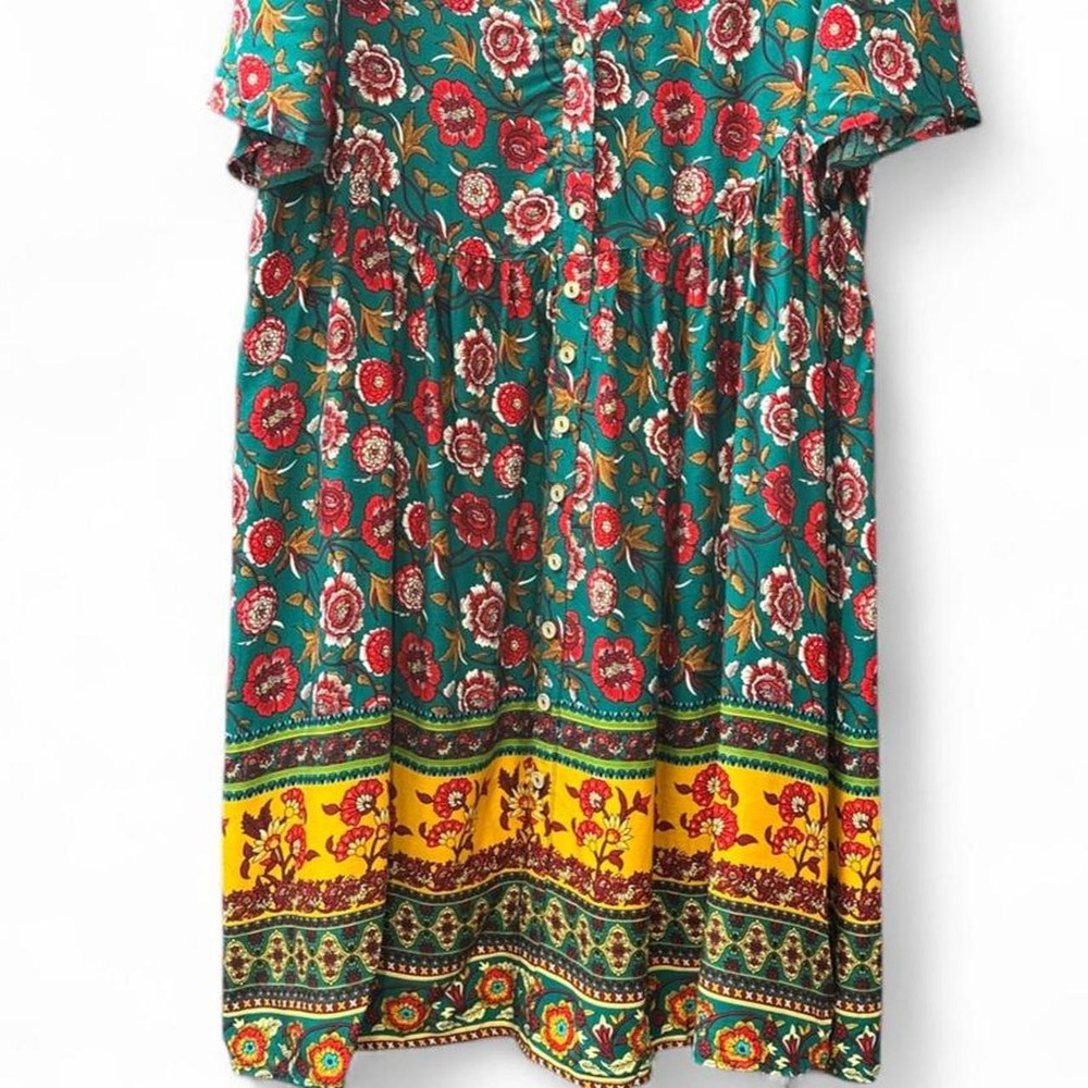 NWT Vibrant Floral Cupshe Boho Babydoll Mini Dress Small - Picture 3 of 6